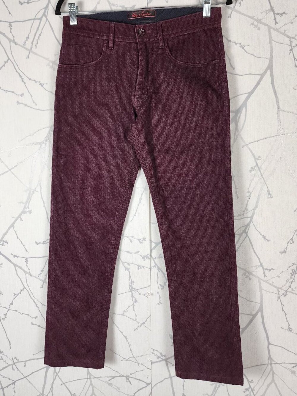 Robert Graham Burgundy Printed Mid Rise Straight Leg Pants